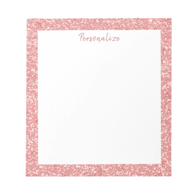 Glam Pink Glitter Sparkle Border Personalise Notepad (Front)