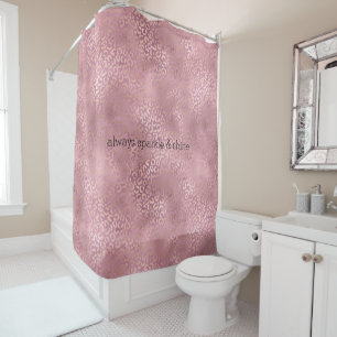 Glam Pink Glitzy Leopard Print Shower Curtain