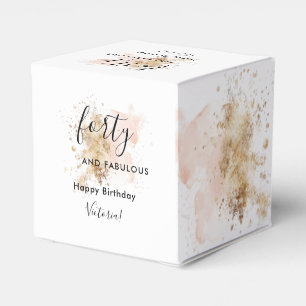 Glam Pink Gold 40 And Fabulous 40th Birthday Favour Box