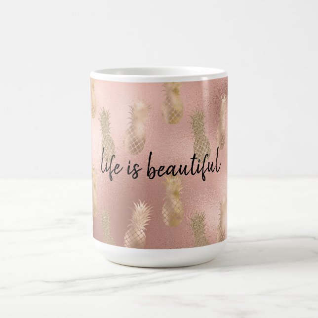 Glam Pink Gold Pineapples Coffee Mug (Center)