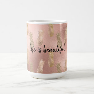 Glam Pink Gold Pineapples Coffee Mug