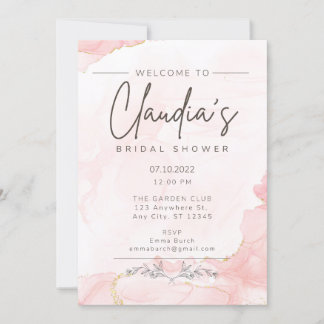 Glam Pink Gold Watercolor Bridal Shower Invite 