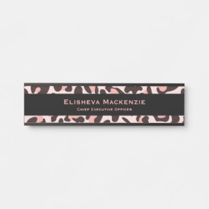 Glam Pink Leopard Print Door Sign Signs Name Plate