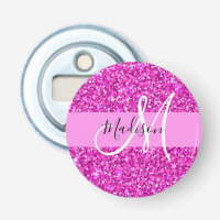 Glam Pink & Magenta Glitter Sparkle Monogram Name