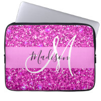 Glam Pink & Magenta Glitter Sparkle Monogram Name