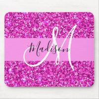 Glam Pink & Magenta Glitter Sparkle Monogram Name