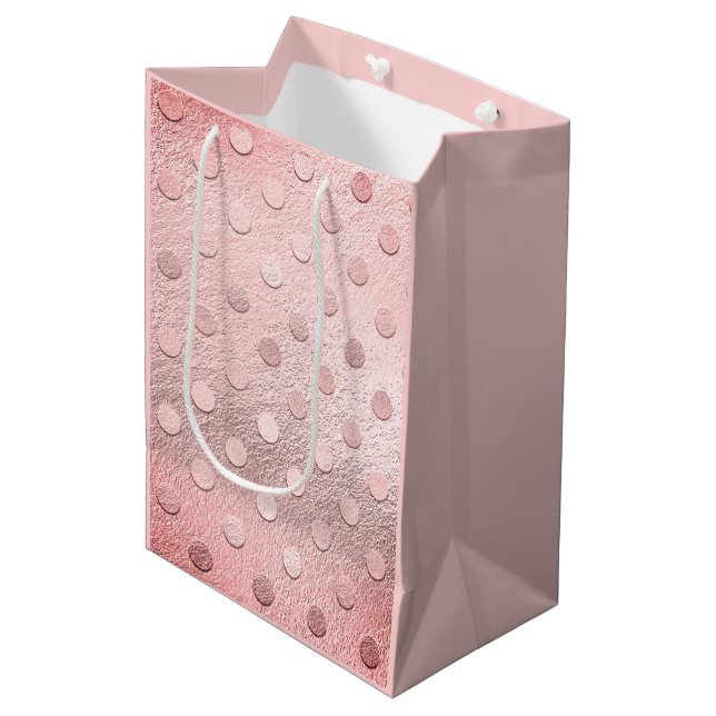 Glam Pink Metallic Glitter Sparkle Medium Gift Bag (Front Angled)
