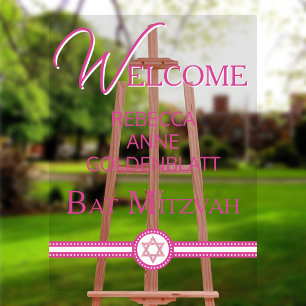Glam Pink Modern Chic Bat Mitzvah Welcome Acrylic Sign