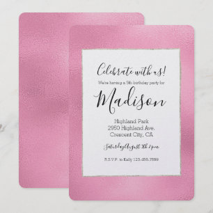 Glam Pink Ombre Birthday Invitation