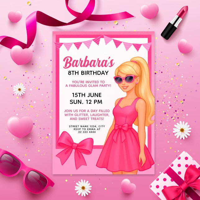 Glam Pink Party Girl Design | Stylish Birthday Invitation (Creator Uploaded)