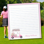 Glam Pink Personalised Golf Cart Name Lined Notepad<br><div class="desc">A glamourous unique golf cart -- pink and a touch of diamonds -- tastefully done -- ready to run the course -- the notepad. This is a great gift for all golf lovers -- fun / attractive / unique. Personalise it with your/her name. If you have any design questions or...</div>