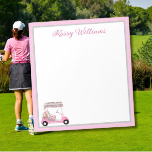 Glam Pink Personalised Golf Cart Name Notepad