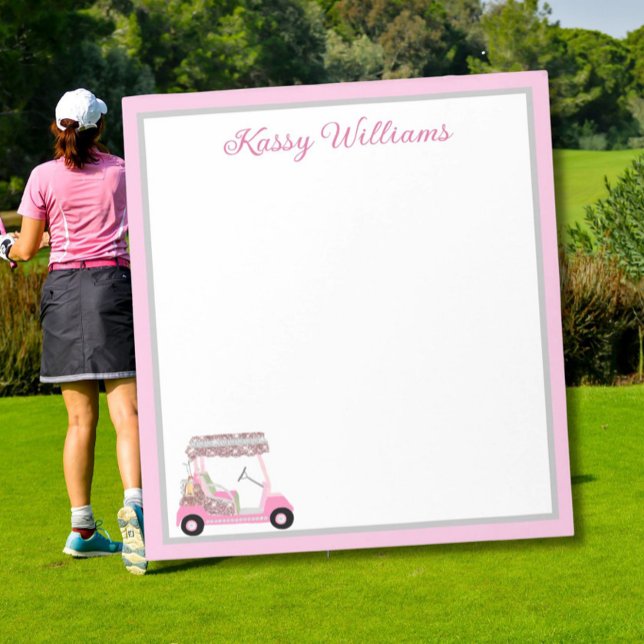 Glam Pink Personalised Golf Cart Name Notepad (Creator Uploaded)
