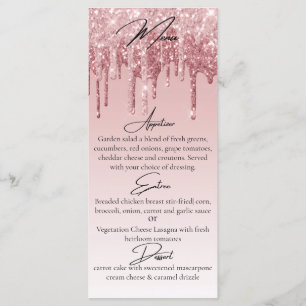 Glam Pink Rose Gold Glitter Drip Elegant Menu
