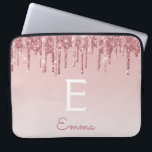 Glam Pink Rose Gold Glitter Drips Sparkle Monogram Laptop Sleeve<br><div class="desc">Blush Pink - Rose Gold Faux Dripping Glitter and Sparkle Elegant Monogram Laptop Computer Case. This monogrammed case can be customised to include your initial and first name.</div>