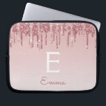 Glam Pink Rose Gold Glitter Drips Sparkle Monogram Laptop Sleeve<br><div class="desc">Blush Pink - Rose Gold Faux Dripping Glitter and Sparkle Elegant Monogram Laptop Computer Case. This monogrammed case can be customised to include your initial and first name.</div>