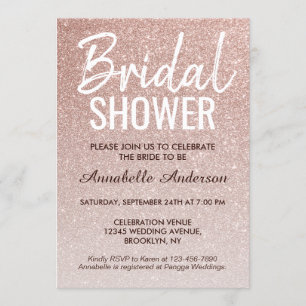 Glam Pink Rose Gold Glitter Sparkle Bridal Shower Invitation