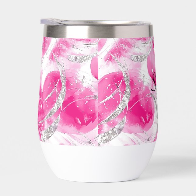 Glam Pink Silver Abstract Circles (Right)