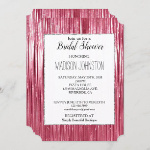 Glam Pink Sparkle Stripes Bridal Shower Invitation