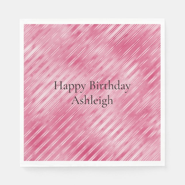 Glam Pink Stripes  Napkin (Front)