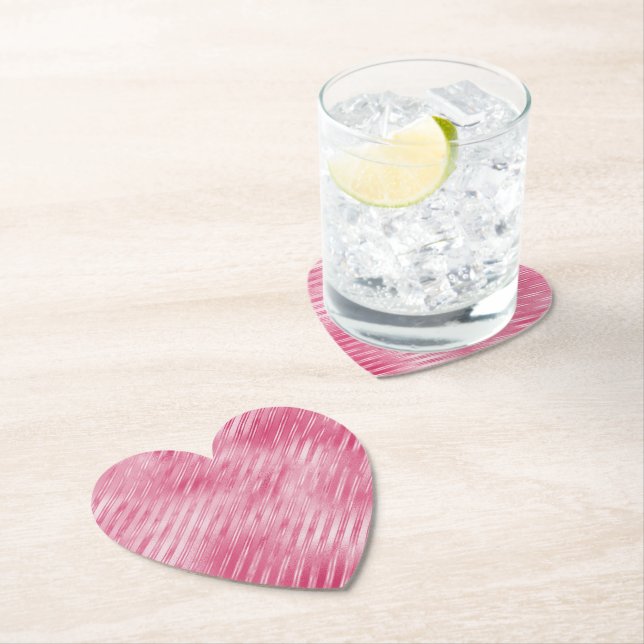 Glam Pink Stripes  Paper Coaster (Insitu)