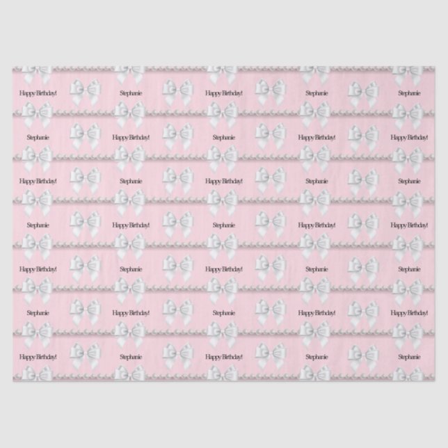 Glam Pink Tiffany Theme Bougie Happy Birthday Tissue Paper (Front)