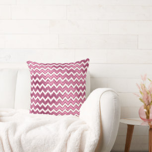 Glam Pink White Zigzag Stripes Cushion