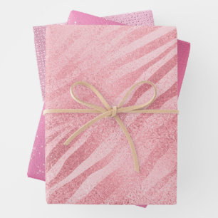 Glam Pink Zebra Print Wrapping Paper Sheet