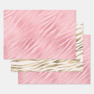 Glam Pink Zebra Print Wrapping Paper Sheet