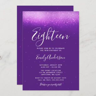 Glam Purple 18th Birthday Invitation