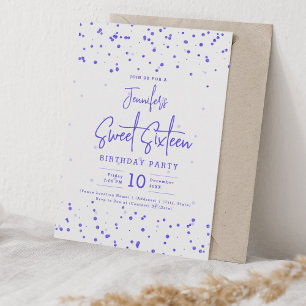 Glam Purple Faux Foil Dots Sweet 16 Party Invitation