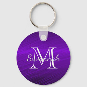 Glam Purple Faux Metal Monogram Key Ring