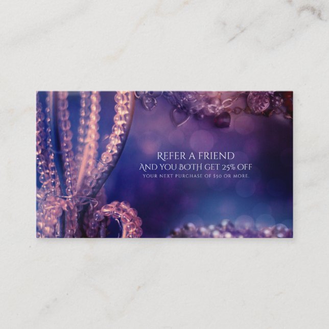 Glam Purple Glow Chic Glamour Chic Refer a Friend Referral Card (Front)