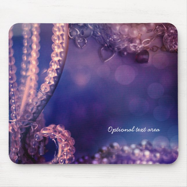 Glam Purple Glow Chic Glamour Pearls Personalised Mouse Pad (Front)