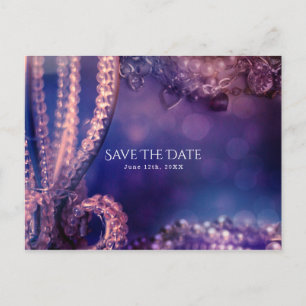 Glam Purple Glow Chic Glamour Pearls Save the Date Announcement Postcard