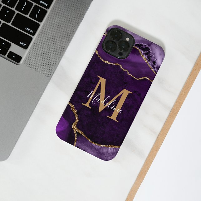 Glam Purple Gold Agate Geode Monogram (Creator Uploaded)
