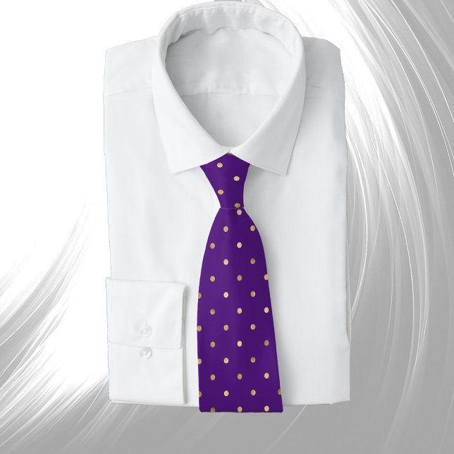 Glam Purple Gold Polka Dots  Tie (Creator Uploaded)
