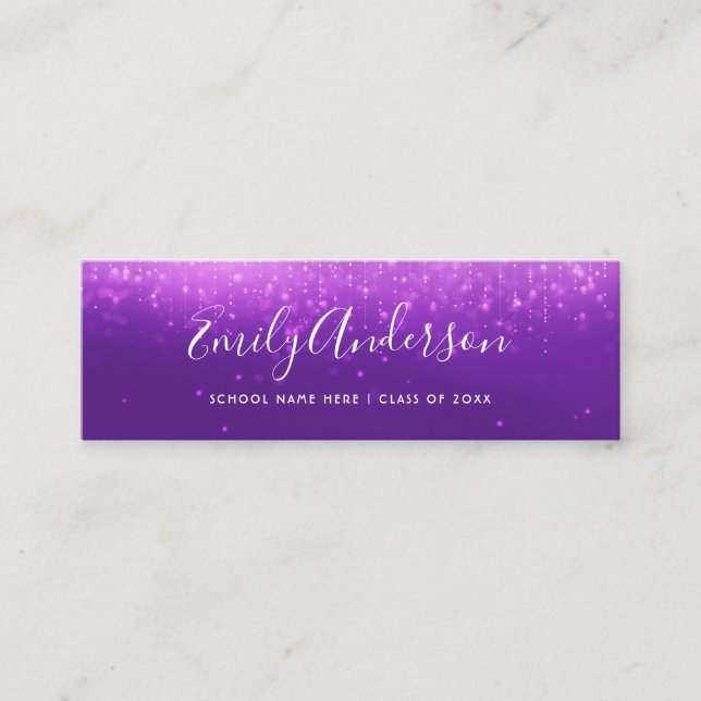Glam Purple Graduation Name Insert Card (Front)