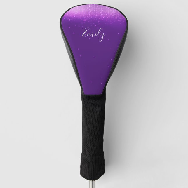 Glam Purple Personalised Golf Head Cover (Front)