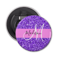 Glam Purple & Pink Glitter Sparkle Monogram Name