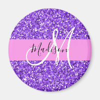 Glam Purple & Pink Glitter Sparkle Monogram Name