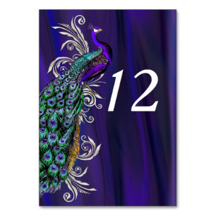 Glam Purple Satin Look Wedding Table Number Card