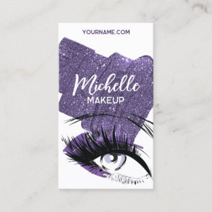 Glam Purple Sparkly Glittery Eye Makeup Artist Business Card