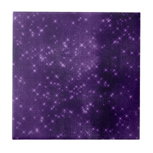 Glam Purple Stars Decor Ceramic Tile