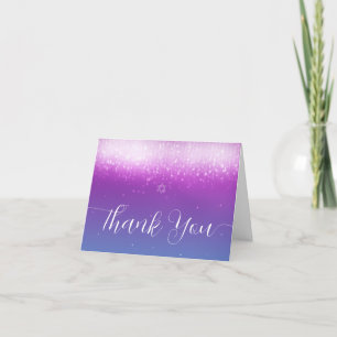 Glam Purple Teal Bat Mitzvah Thank You Card