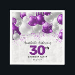 Glam Purple Violet Silver Balloon Glitter Birthday Napkin<br><div class="desc">Modern Glam Purple Violet Silver Balloon Glitter Sparkle Any Age Birthday Party Napkins</div>
