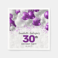 Glam Purple Violet Silver Balloon Glitter Birthday