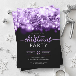 Glam Purple Winter Sparkling Company Xmas Party Invitation