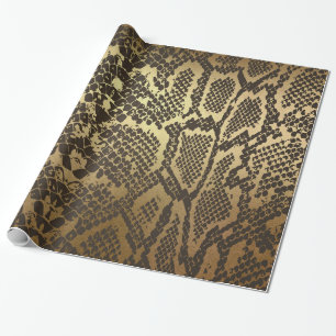 Glam Python Snake Skin Golden Shiny Wrapping Paper