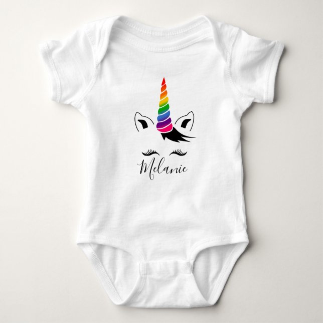 Glam Rainbow Unicorn Baby Bodysuit (Front)
